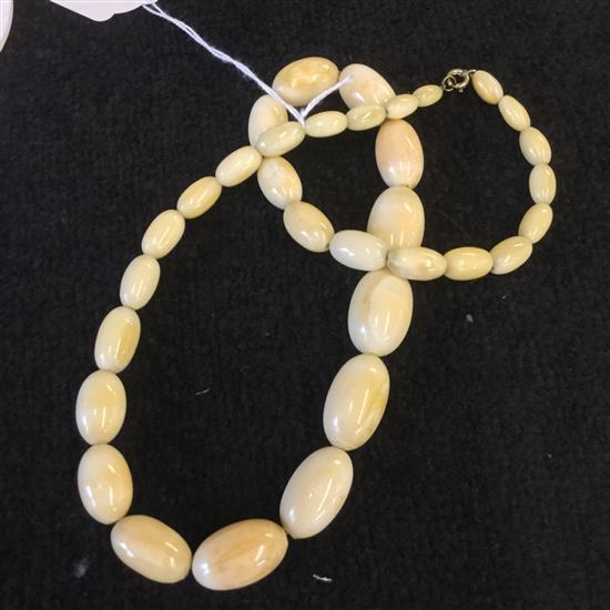 Ivory graduated oval bead necklace